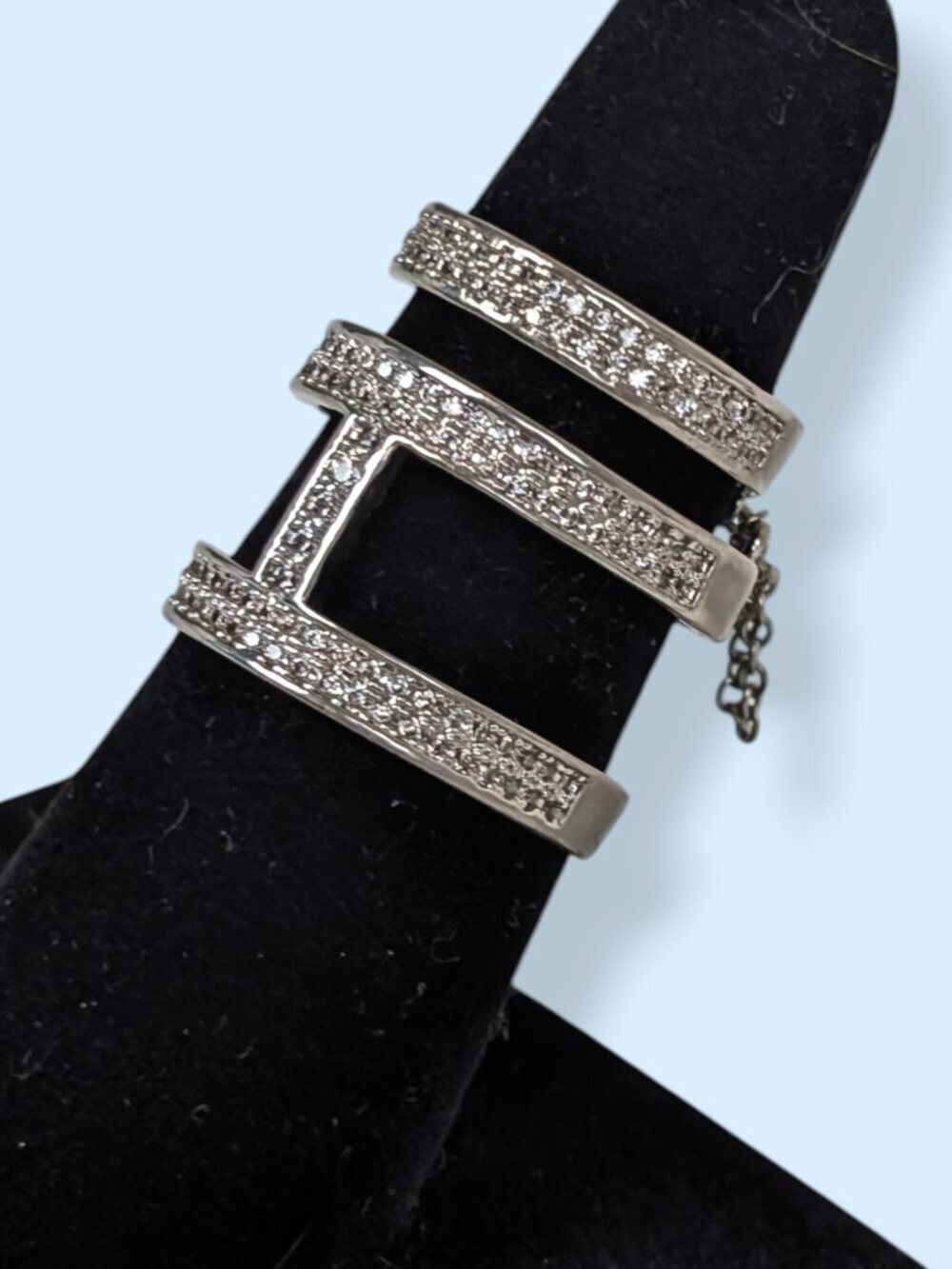 2-Part White Rhinestone Band Ring - Picture 5 of 8